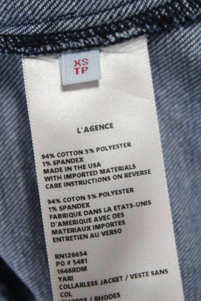 L'Agence Womens Military Jacket Blue Button Long Sleeve Cotton Size XS