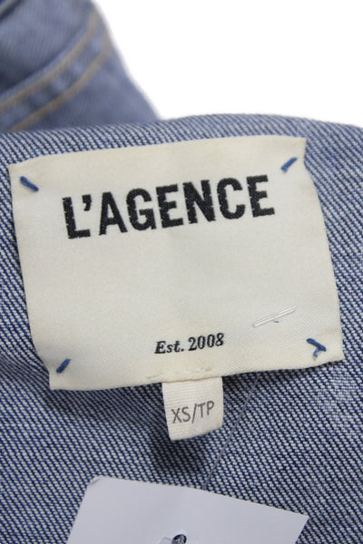 L'Agence Womens Military Jacket Blue Button Long Sleeve Cotton Size XS