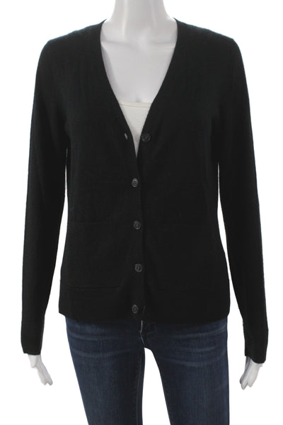 Naadam Women Cardigan Black 100% Cashmere V-Neck Long Sleeve Size S