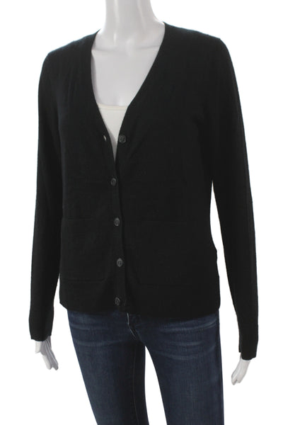 Naadam Women Cardigan Black 100% Cashmere V-Neck Long Sleeve Size S