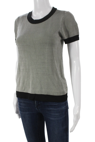 Rag & Bone Womens Ringer T-Shirt Black Striped Crew Neck Rayon Size S