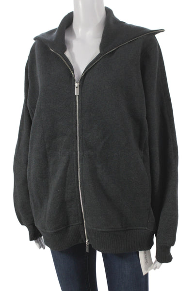 Theory Women Gray Basic Jacket Zip 80% Cotton Long Sleeve Casual Size S