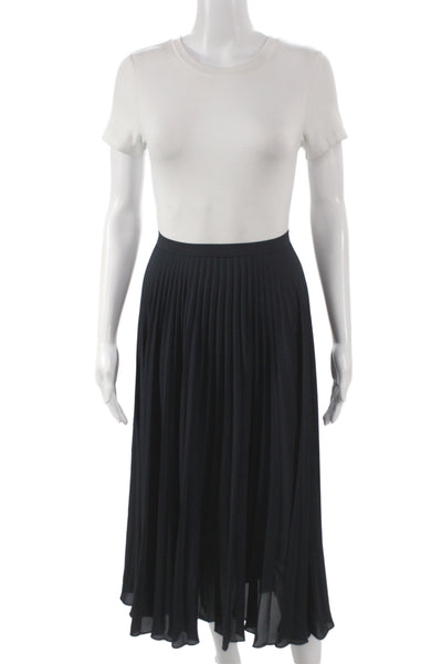 Vince Women Pleated Black Midi Skirt Polyester Size 6