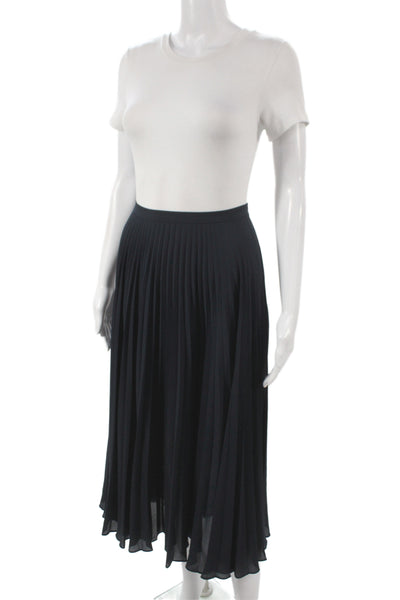 Vince Women Pleated Black Midi Skirt Polyester Size 6