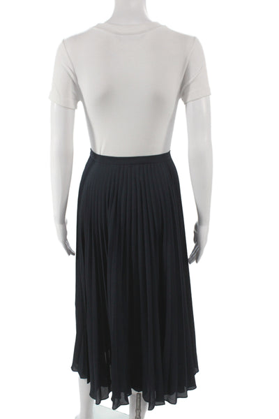 Vince Women Pleated Black Midi Skirt Polyester Size 6