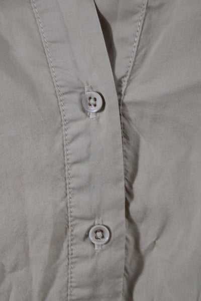 Nation LTD Women Beige Pima Cotton Shirt Dress V-Neck Half Sleeve Size M