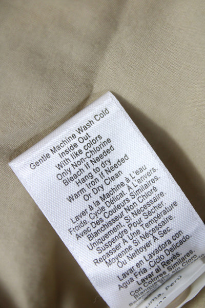 Nation LTD Women Beige Pima Cotton Shirt Dress V-Neck Half Sleeve Size M
