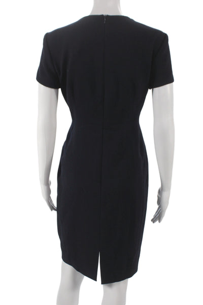 L.K. Bennett Womens Sheath Dress Blue V-Neck Knee Length Short Sleeve Size 8