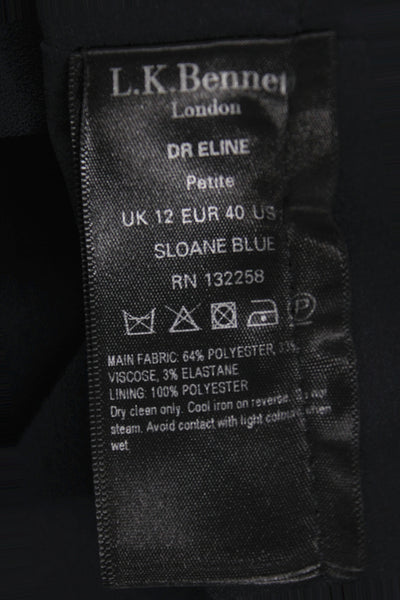 L.K. Bennett Womens Sheath Dress Blue V-Neck Knee Length Short Sleeve Size 8