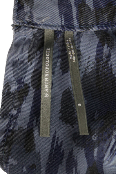 Anthropologie Women Shift Dress Blue Animal Print High Neck Sleeveless Size S