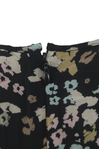 Shoshanna Women Mini Floral Black Short Sleeve Dress Size 8