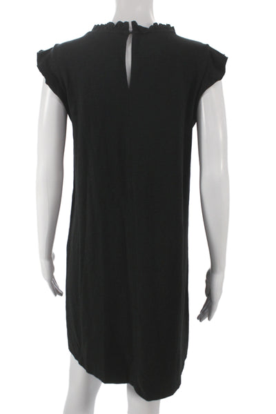 Lilla P Women Shift Dress Black Cotton Sleeveless Crew Neck Above Knee Size M