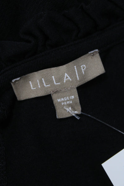 Lilla P Women Shift Dress Black Cotton Sleeveless Crew Neck Above Knee Size M
