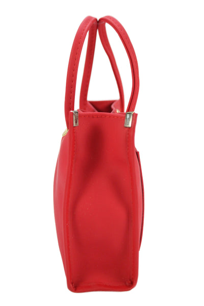 Fendi Womens Gold Tone Open Front Mini Satchel Shoulder Handbag Red