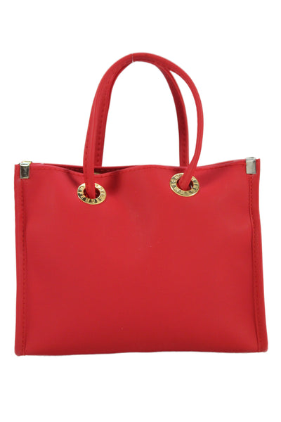 Fendi Womens Gold Tone Open Front Mini Satchel Shoulder Handbag Red
