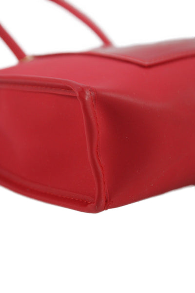 Fendi Womens Gold Tone Open Front Mini Satchel Shoulder Handbag Red