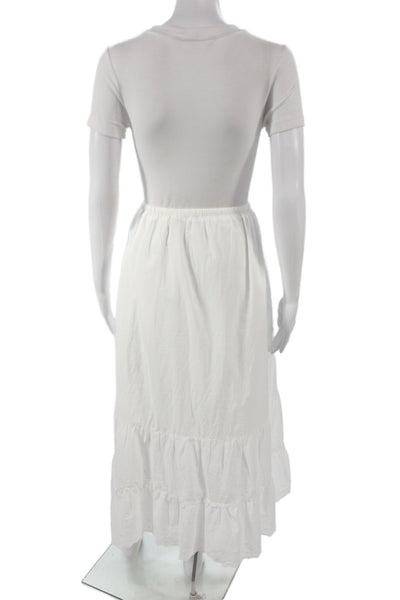 Brandy Melville Womens White Drawstring Boho Maxi Skirt Cotton Size One Size