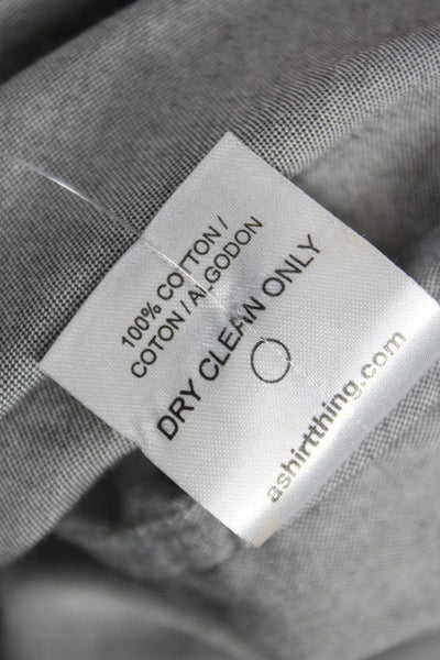 A Shirt Thing Women Gray Cotton Tunic Button-Up Long Sleeve Petite Size S