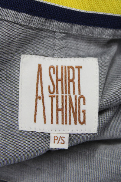 A Shirt Thing Women Gray Cotton Tunic Button-Up Long Sleeve Petite Size S