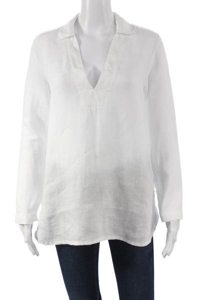 Standard James Perse Womens Tunic Linen Collared Long Sleeve White Size 0