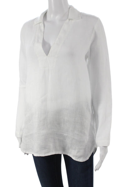 Standard James Perse Womens Tunic Linen Collared Long Sleeve White Size 0