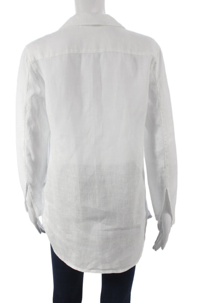Standard James Perse Womens Tunic Linen Collared Long Sleeve White Size 0