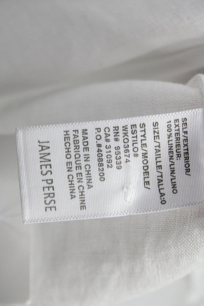Standard James Perse Womens Tunic Linen Collared Long Sleeve White Size 0