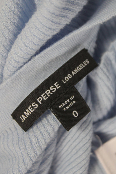 James Perse Women Blue Linen Cardigan Sweater Round Neck Long Sleeve Size 0