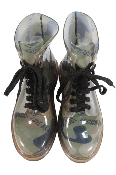 Love Moschino Womens Camouflage Print Ankle Boots Brown Green Size 37 7