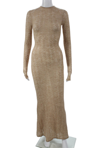 Ser.O.Ya Women Bodycon Beige Wool Midi Long Sleeve Dress Size XS