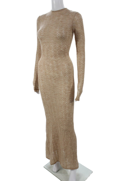 Ser.O.Ya Women Bodycon Beige Wool Midi Long Sleeve Dress Size XS