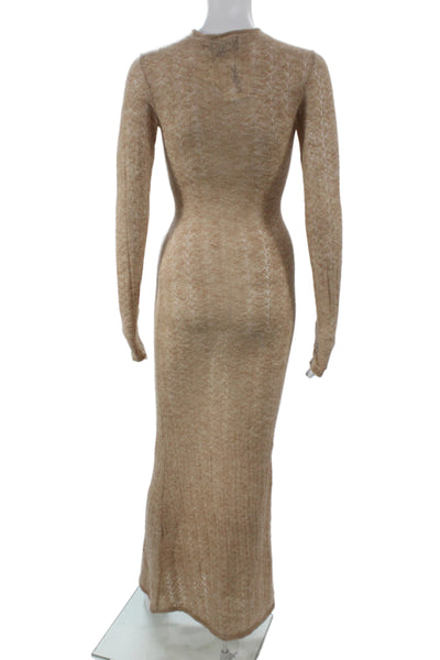 Ser.O.Ya Women Bodycon Beige Wool Midi Long Sleeve Dress Size XS