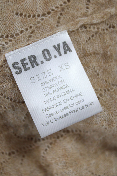 Ser.O.Ya Women Bodycon Beige Wool Midi Long Sleeve Dress Size XS