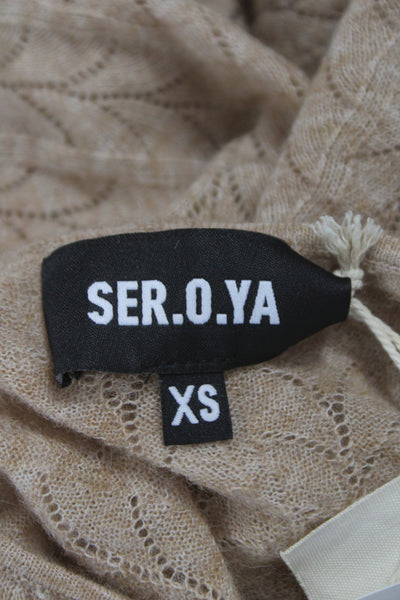 Ser.O.Ya Women Bodycon Beige Wool Midi Long Sleeve Dress Size XS