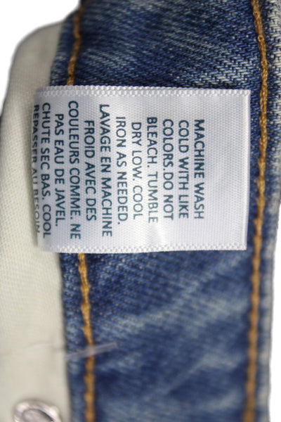 EB Denim Womens Straight Blue Jeans Mid Rise Button Size 23