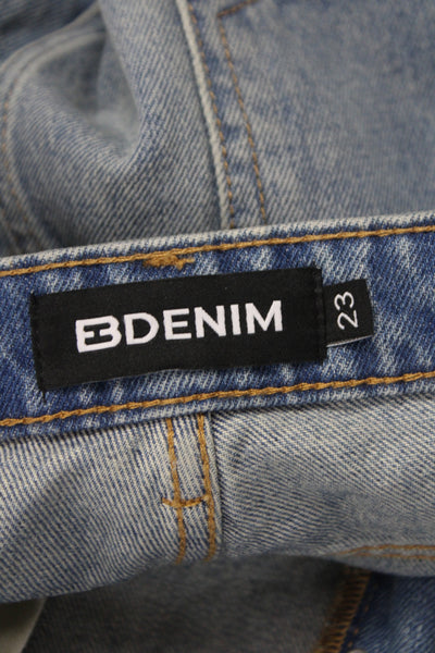 EB Denim Womens Straight Blue Jeans Mid Rise Button Size 23