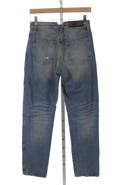 SPRWMN Women Straight Jeans Blue 100% Cotton Button Mid Rise Size 23