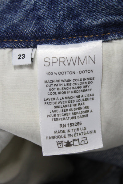 SPRWMN Women Straight Jeans Blue 100% Cotton Button Mid Rise Size 23