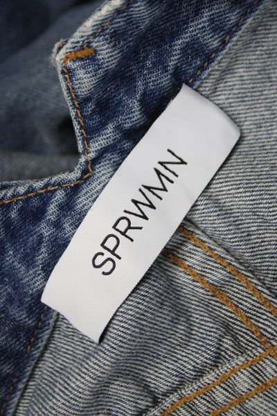 SPRWMN Women Straight Jeans Blue 100% Cotton Button Mid Rise Size 23