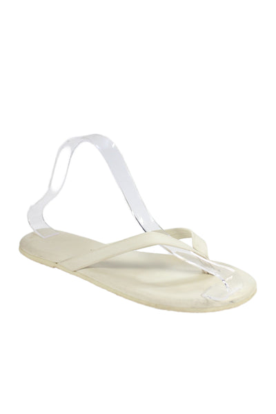 TKEES Womens Leather T Strap Sandals White Size 5.5