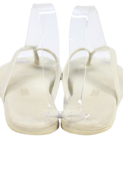 TKEES Womens Leather T Strap Sandals White Size 5.5