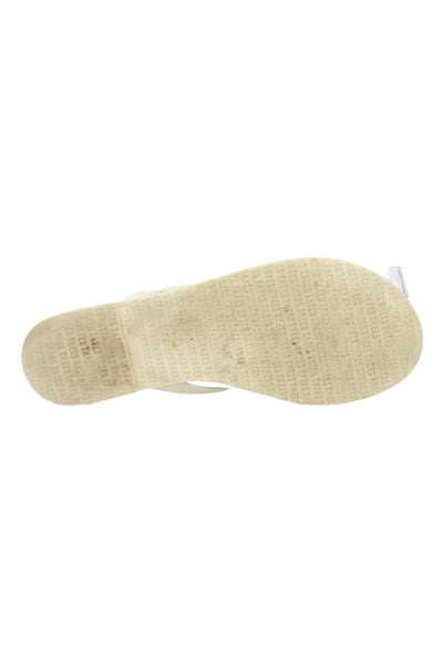 TKEES Womens Leather T Strap Sandals White Size 5.5