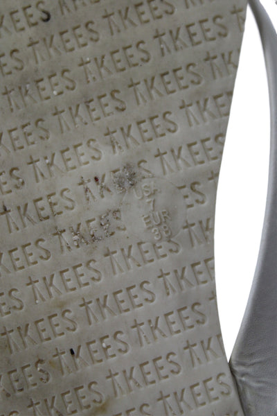 TKEES Womens Leather T Strap Sandals White Size 5.5