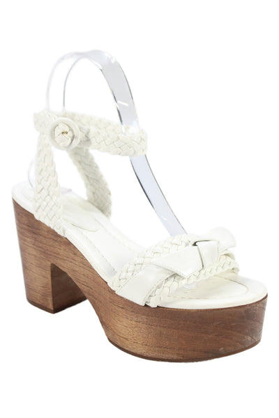 Alexandre Birman Womens Block Heel Platform Braided Ankle Strap Sandals White 36
