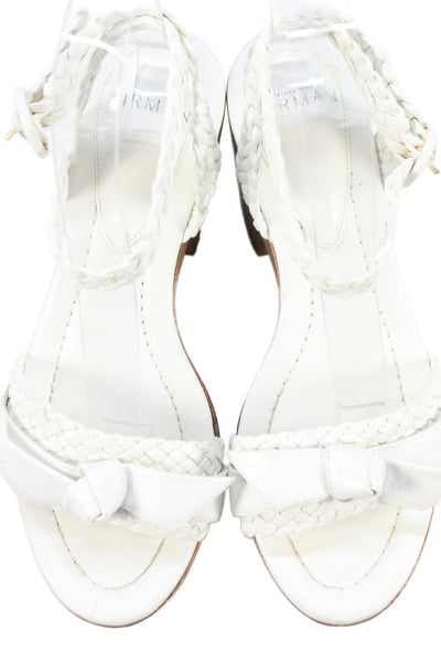 Alexandre Birman Womens Block Heel Platform Braided Ankle Strap Sandals White 36