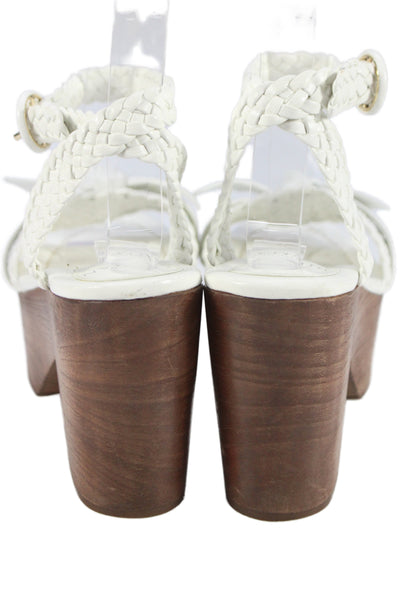 Alexandre Birman Womens Block Heel Platform Braided Ankle Strap Sandals White 36