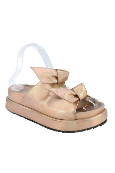 Alexandre Birman Womens Double Knotted Platform Slide Sandal Brown Size 36