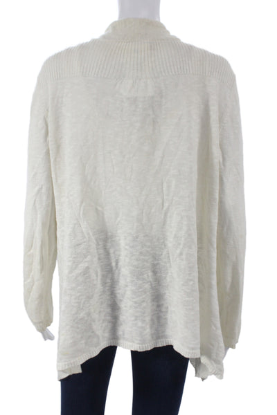 Eileen Fisher Women Ivory V-Neck 56% Linen Cardigan Long Sleeve Size M