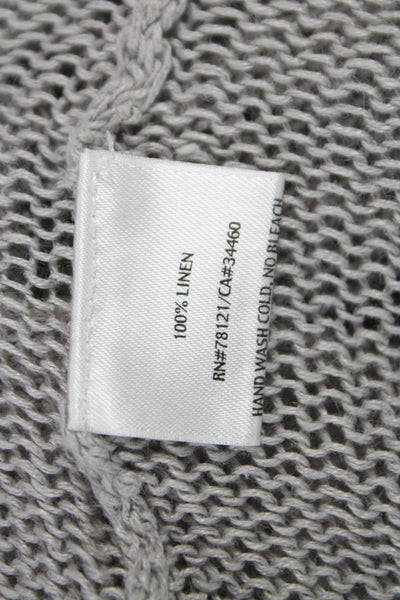 Eileen Fisher Womens Linen V Neck Long Sleeve Cardigan Gray Size M