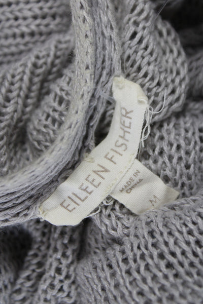 Eileen Fisher Womens Linen V Neck Long Sleeve Cardigan Gray Size M